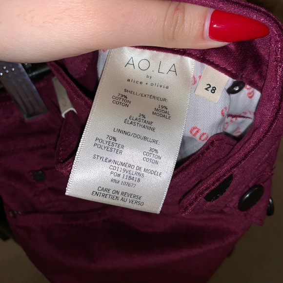 Alice & Olivia STRETCH VELVETHigh Rise Skinny Jeans - Picture 16 of 17